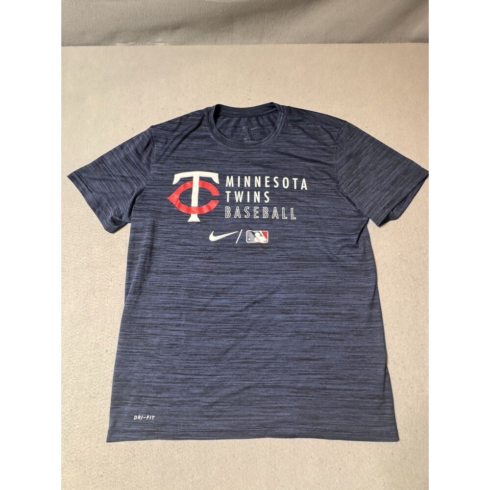Nike Minnesota Twins Baseball Team Issue Training Shirt. Mens Size Large L Blue